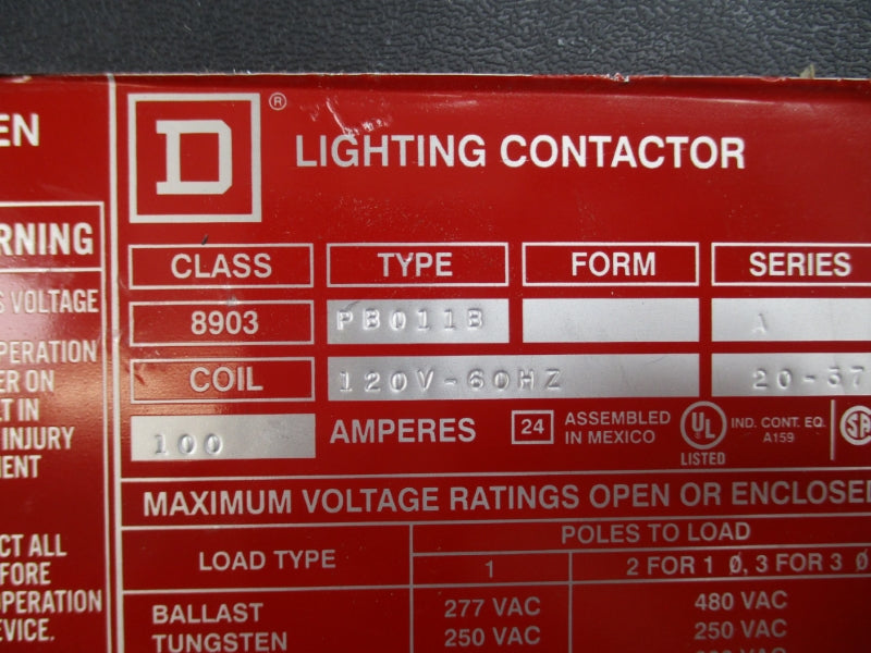 SQUARE D 8903PB011BV02 SER. A 120V 100A NSNP