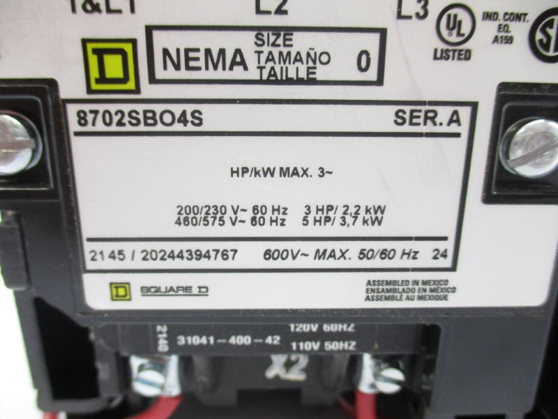 SQUARE D 8702SBO4V02S SER. A 110/120V (AS PICTURED) NSNP