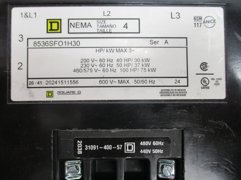 SQUARE D 8536SFO1V06H30 SER. A 440/480V NSNP