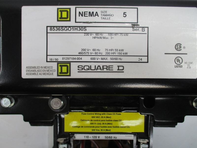 SQUARE D 8536SGO1V02H30 SER. B 110-120V 90-270A NSNP