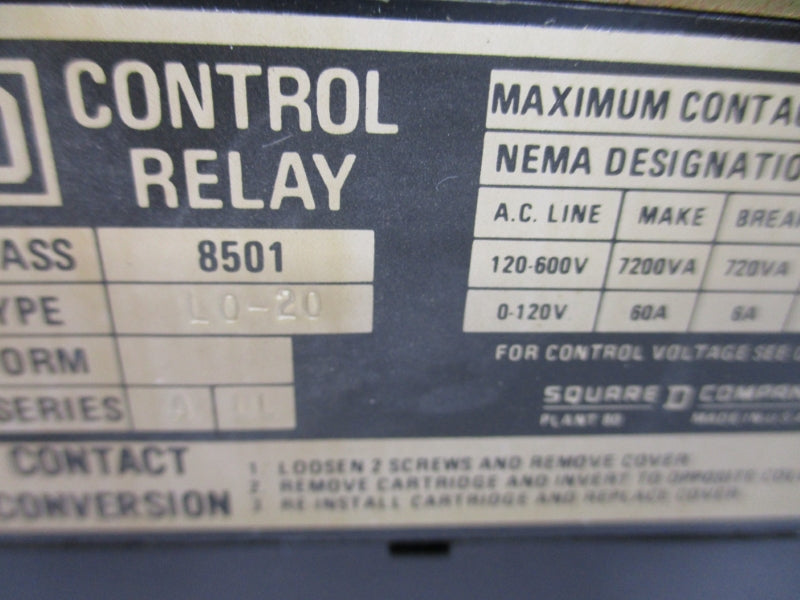 SQUARE D 8501L0-20 SER. A 110/120V NSMP