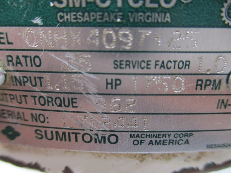 SUMITOMO CNHX4097Y25 1.15HP 1750RPM UNMP