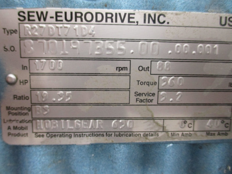 SEW-EURODRIVE R27DT71D4 UNMP