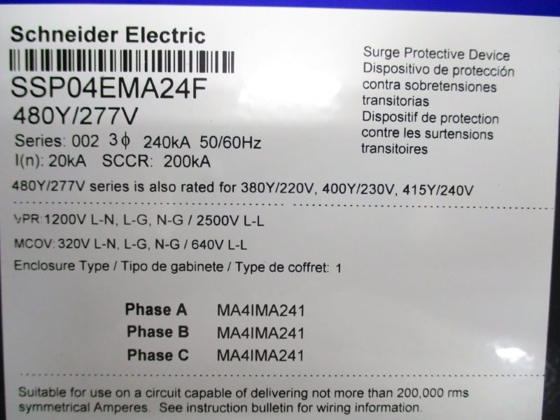SQUARE D SSP04EMA24F SER. 002 277V NSNP