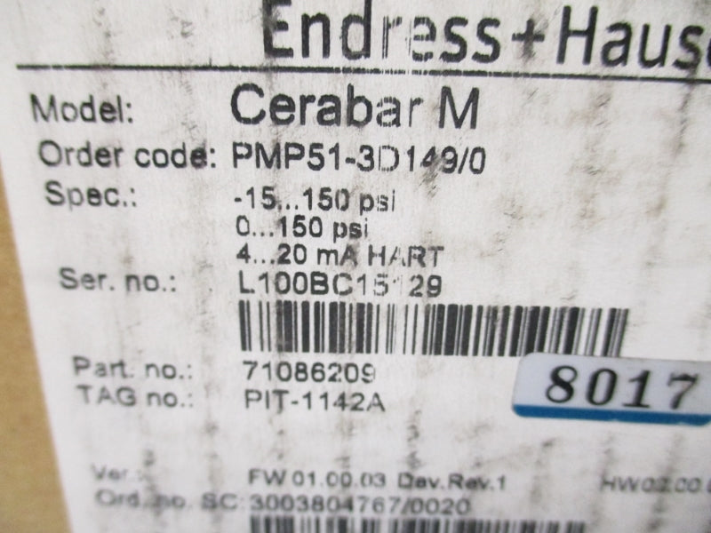 ENDRESS+HAUSER PMP51-3D149/0 71086209 11.5-45VDC -15-150PSI NSMP