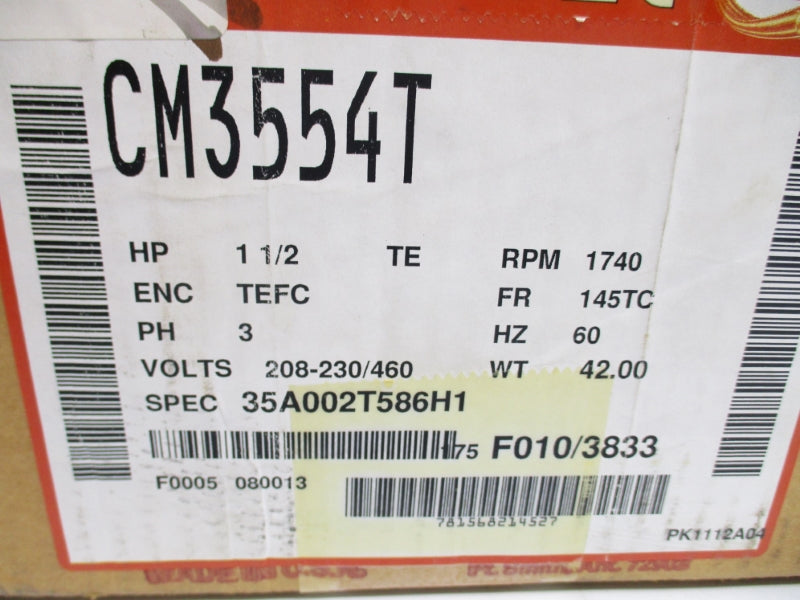 BALDOR CM3554T SER. F 208/460V 2.1/4.5-4.2A NSMP