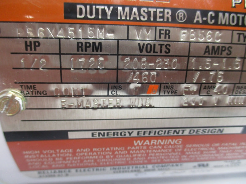 RELIANCE ELECTRIC P56X4515M-VY 208/460V 1.5-1.6A NSMP