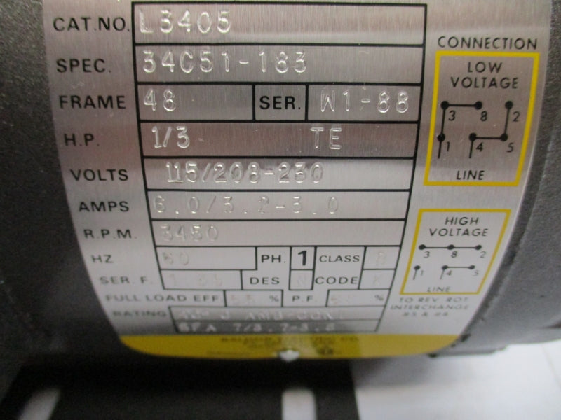 BALDOR L3405 SER. F 115-230V 3.0-3.2/6.0A NSMP