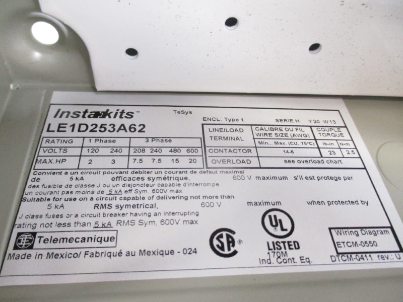 TELEMECANIQUE LE1D253A62 SER. H 600V NSNP