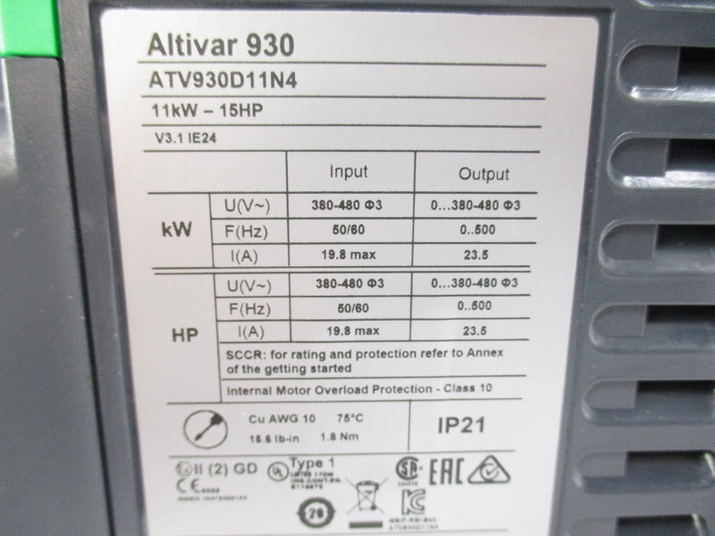 SCHNEIDER ELECTRIC ATV930D11N4 380-480V 19.8A NSNP