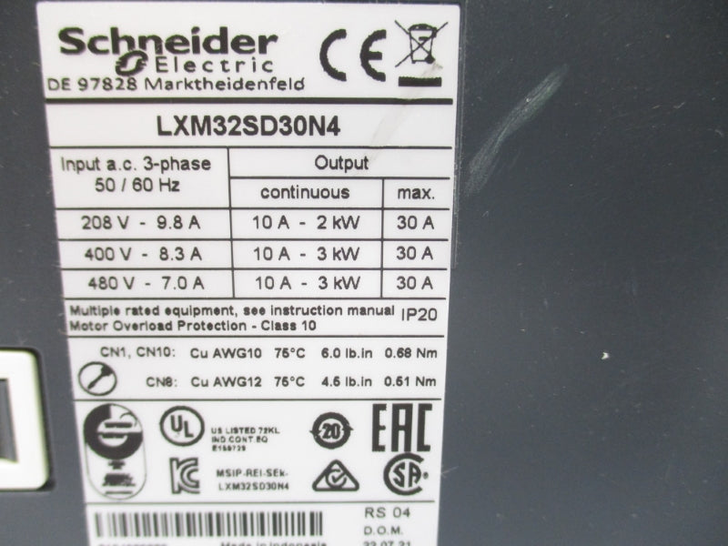 SCHNEIDER ELECTRIC LXM32SD30N4 480V 7.0A NSNP