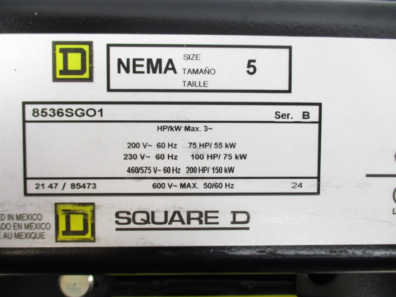 SQUARE D 8536SGO1V06 SER. B 440-480V NSNP