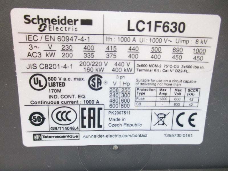SCHNEIDER ELECTRIC LC1F630F7 110-120V NSNP
