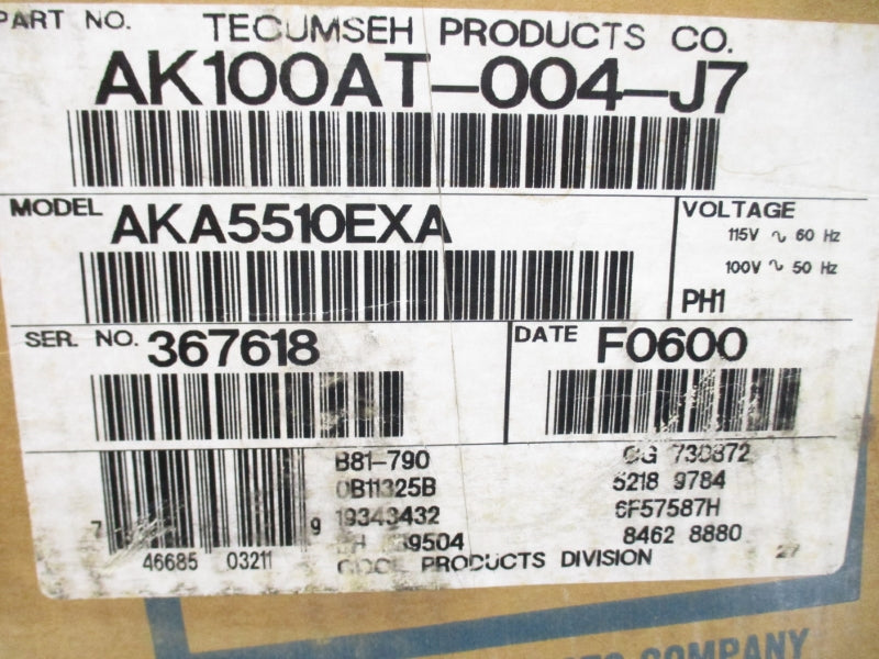 TECUMSEH AK100AT-004-J7 AKA5510EXA 115V NSMP