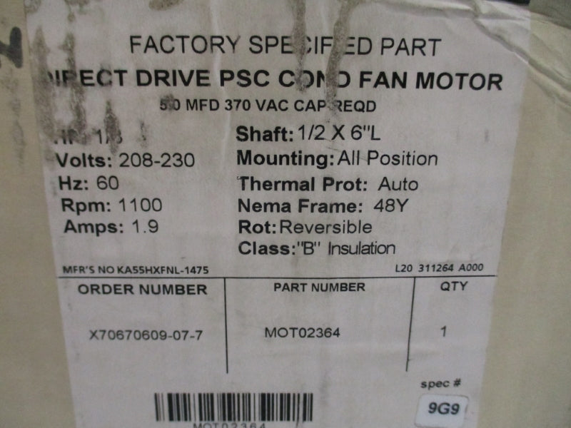 SERVICE FIRST EMERSON MOT02364 KA55HXFNL-1475 208-230V NSMP
