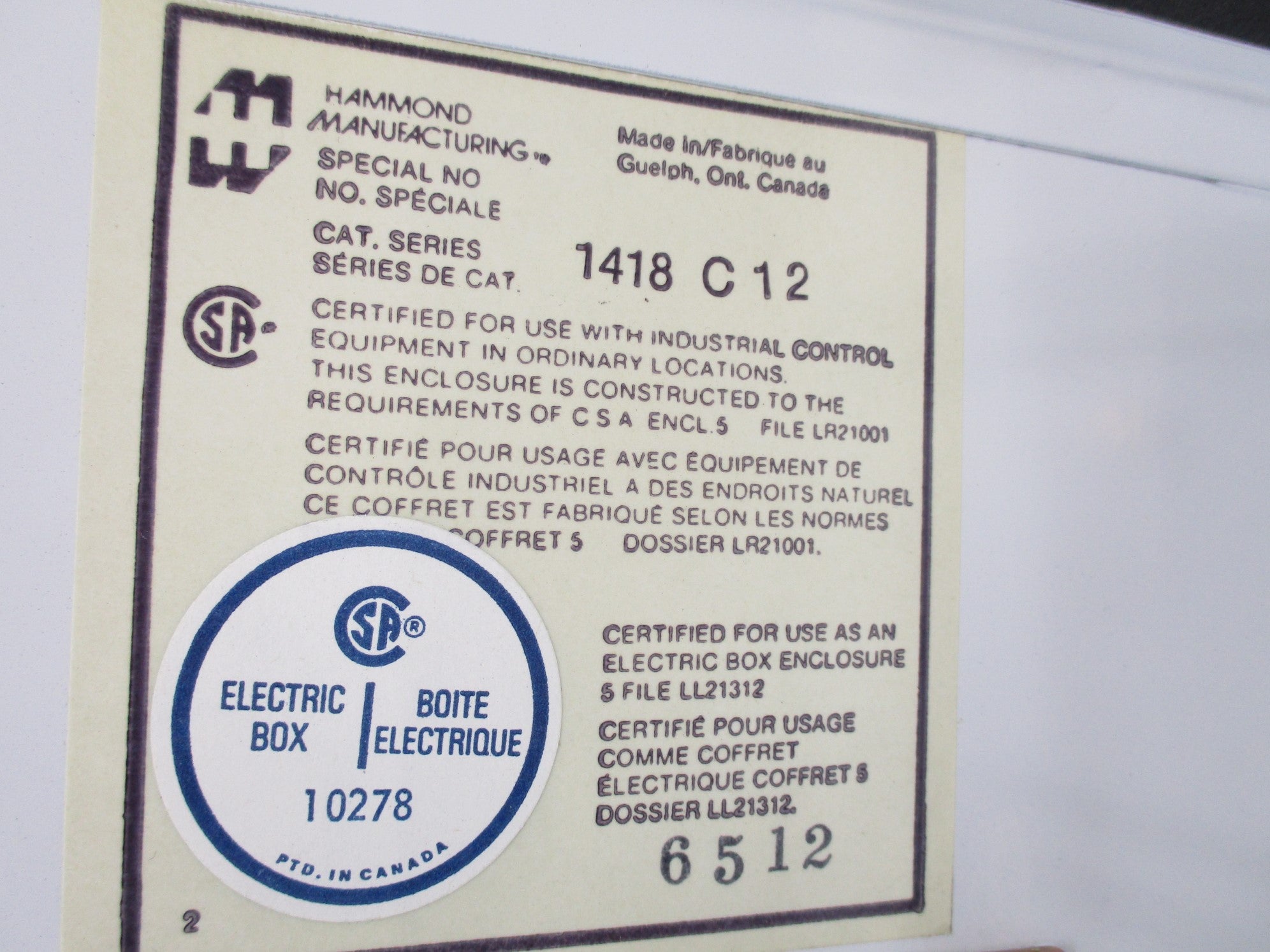 HAMMOND 1418C12 (AS PICTURED) NSNP