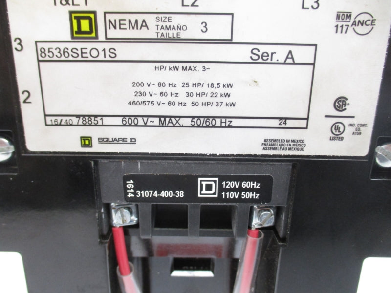 SQUARE D 8536SEO1V02S SER. A 110/120V NUPI