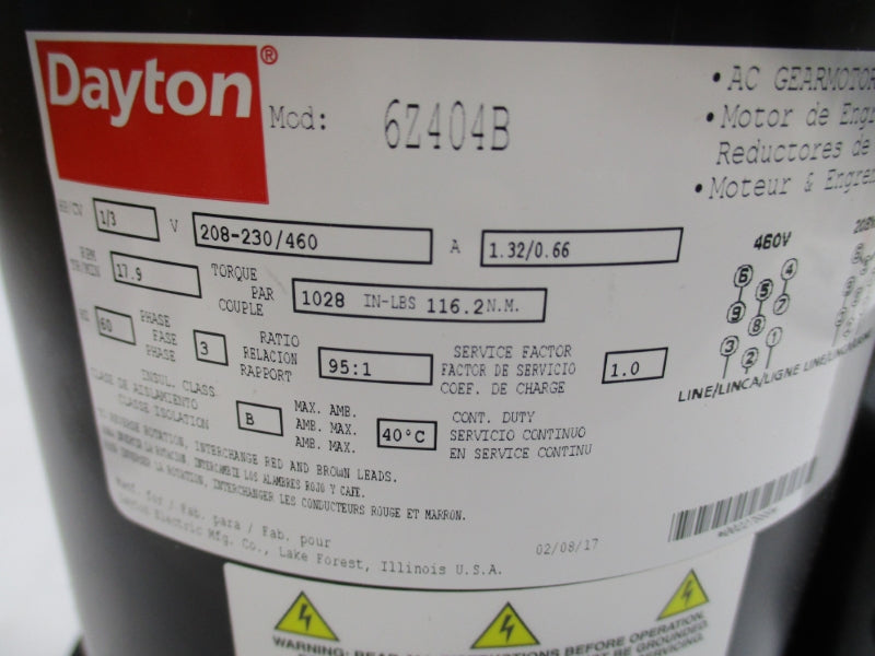 DAYTON 6Z404B 208-230/460V NSNP