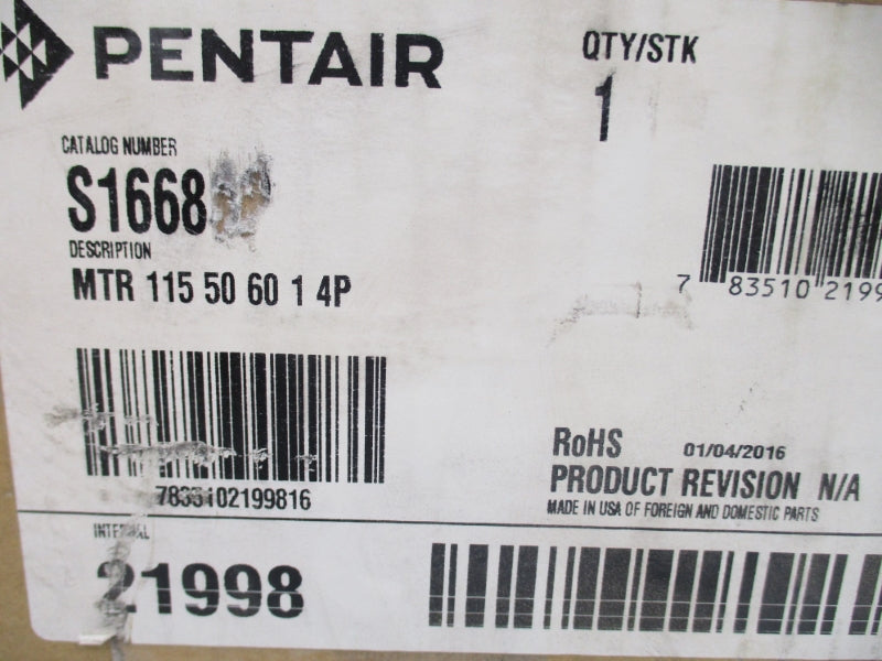 PENTAIR S-1668 JB2M006N 1.10A NSNP
