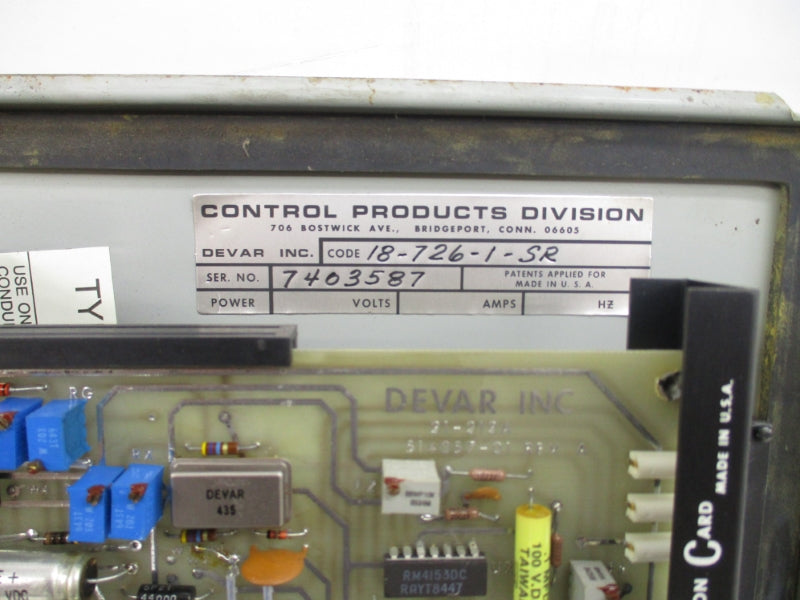 CONTROL PRODUCTS DIVISION 18-726-1-SR UNMP