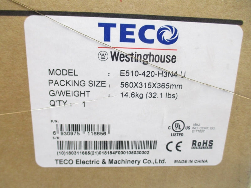 TECO E510-420-H3N4-U 480V 38A NSMP