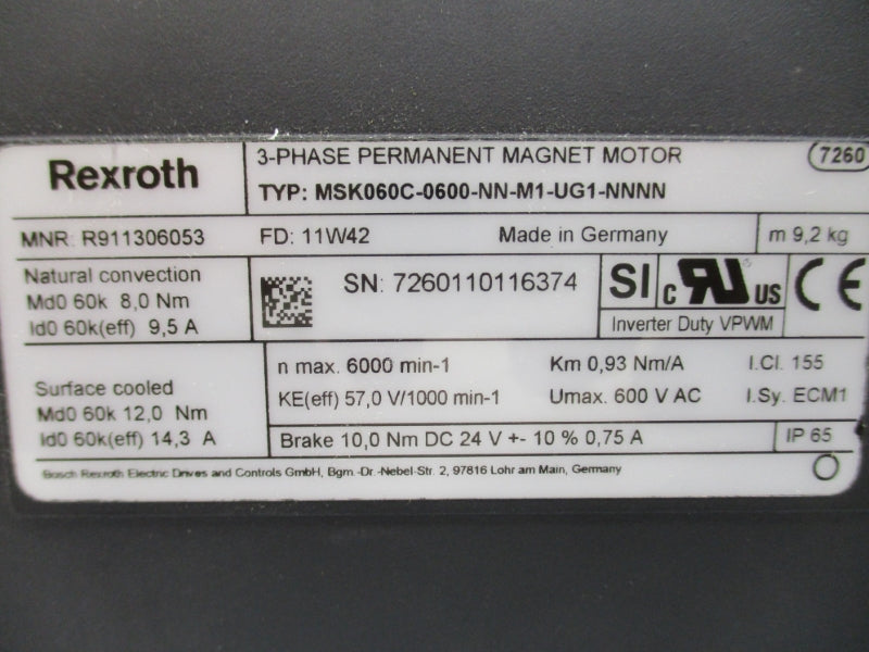 REXROTH MSK060C-0600-NN-M1-UG1-NNNN R911306053 NSNP