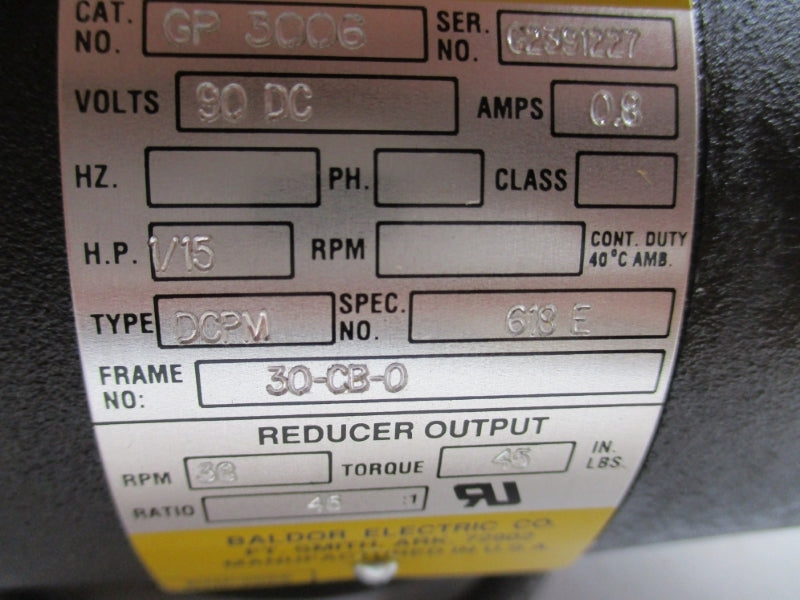 BALDOR GP3006 90VDC 0.8A NSNP