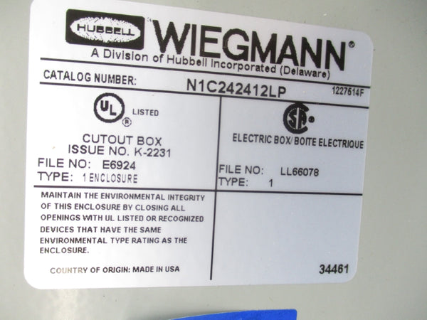 HUBBELL N1C242412LP 5/8" NSMP