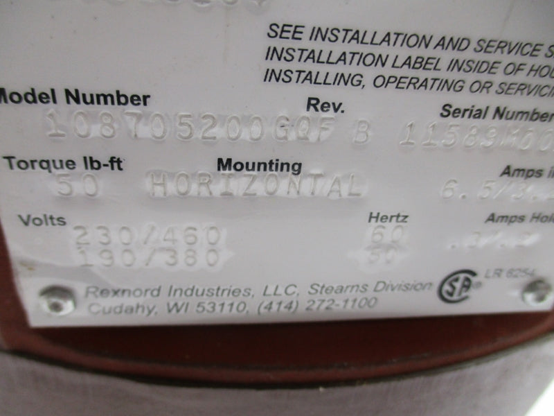 STEARNS 108705200GQF REV. B 230/460V 6.5A NSMP