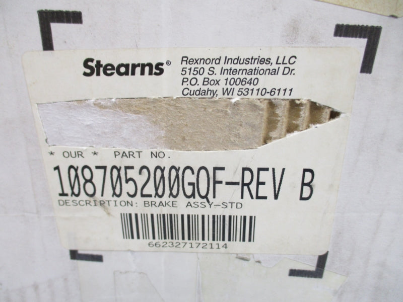 STEARNS 108705200GQF REV. B 230/460V 6.5A NSMP