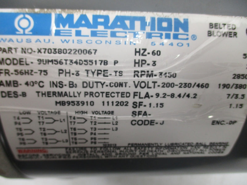 MARATHON 9UM56T34D5517B X70380220067 200-230/460V NSNP