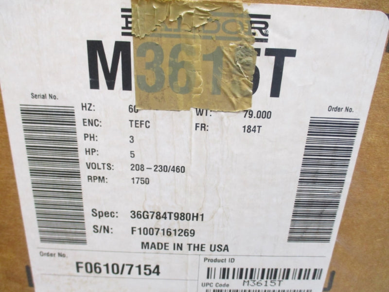BALDOR M3615T SER. F 208-230/460V 14.8-13.6/6.8A NSMP