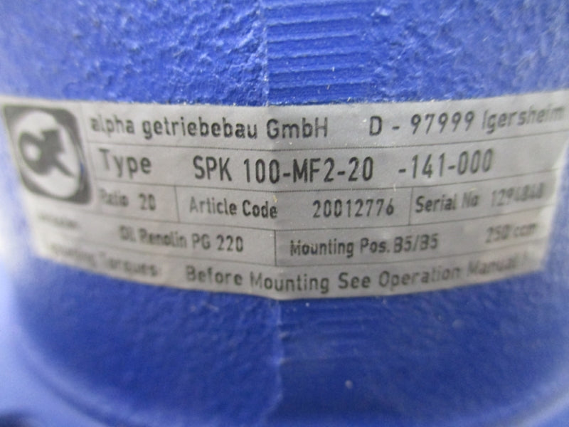 ALPHA GETRIEBEBAU SPK100-MF2-20-141-000 (AS PICTURED) NSNP