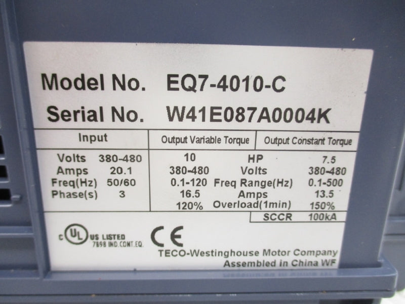TECO-WESTINGHOUSE EQ7-4010-C 380-480V 20.1HP NSNP