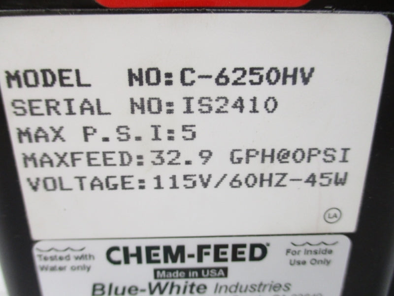 CHEMFEED C-6250HV 115V 5PSI NSMP