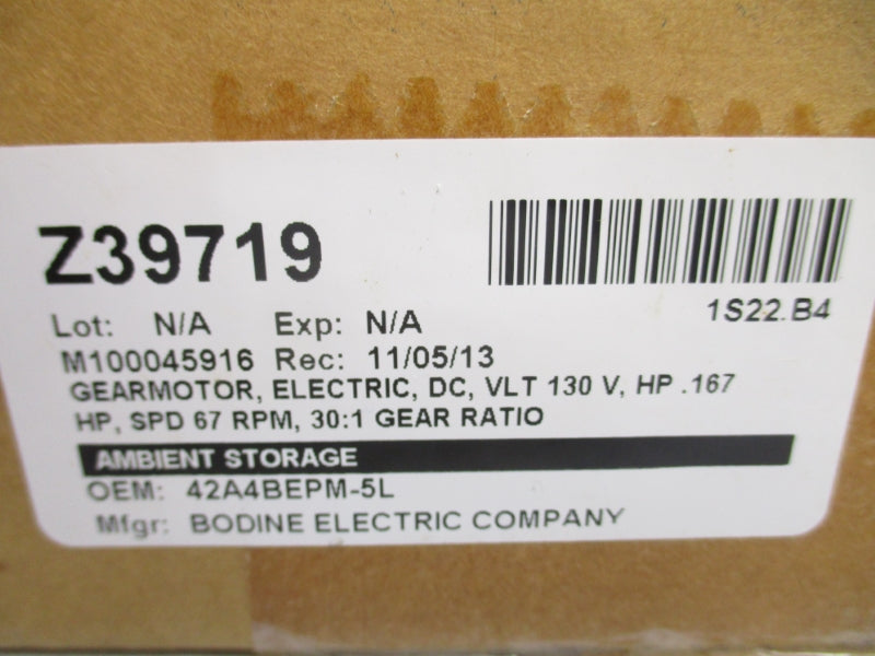 BODINE 42A4BEPM-5L 130V 1.3A RATIO 30:1 NSMP