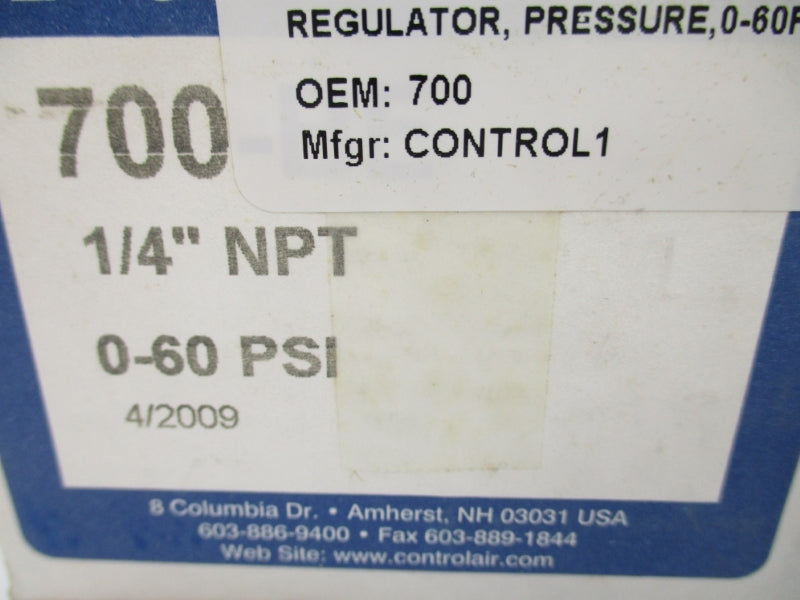 CONTROL AIR 700 0-60PSI, 1/4" NSMP