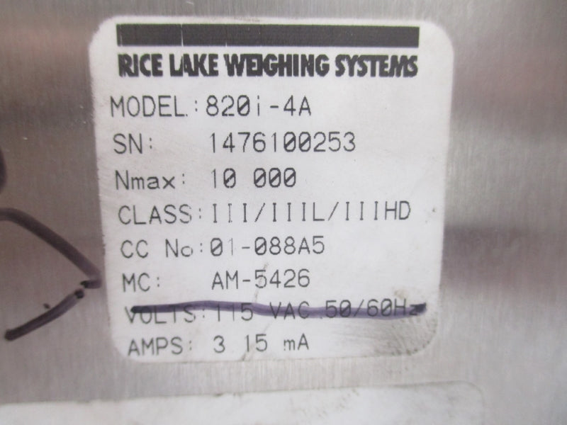 RICE LAKE 820I-4A 115VAC 3.15MA UNMP