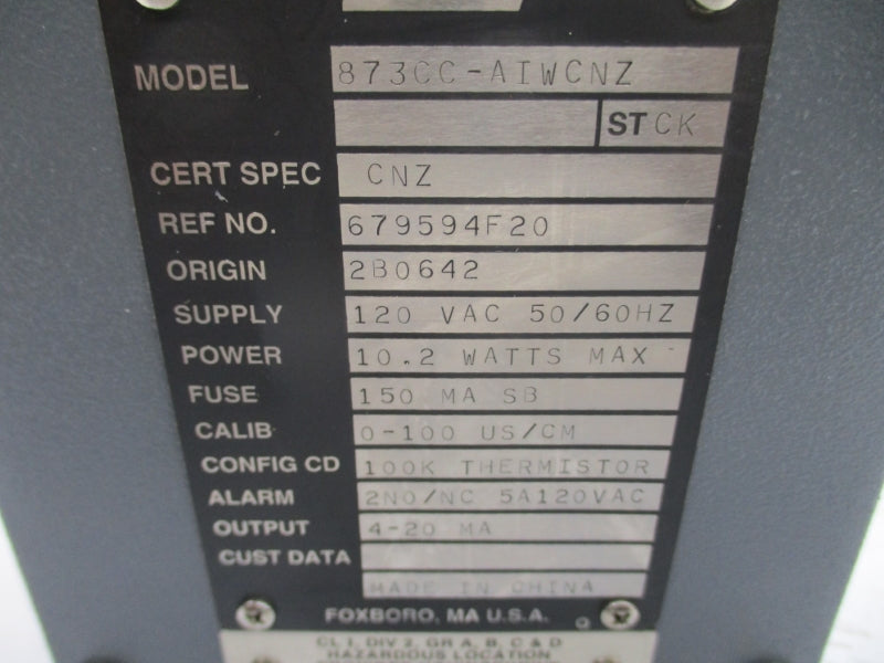 FOXBORO 873CC-AIWCNZ 120VAC NSNP