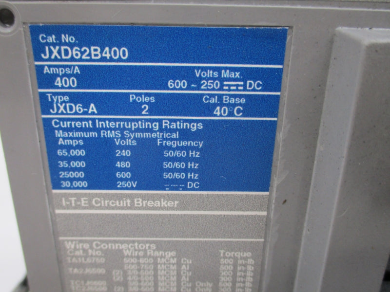 SIEMENS JXD62B400 600V 400A NSNP