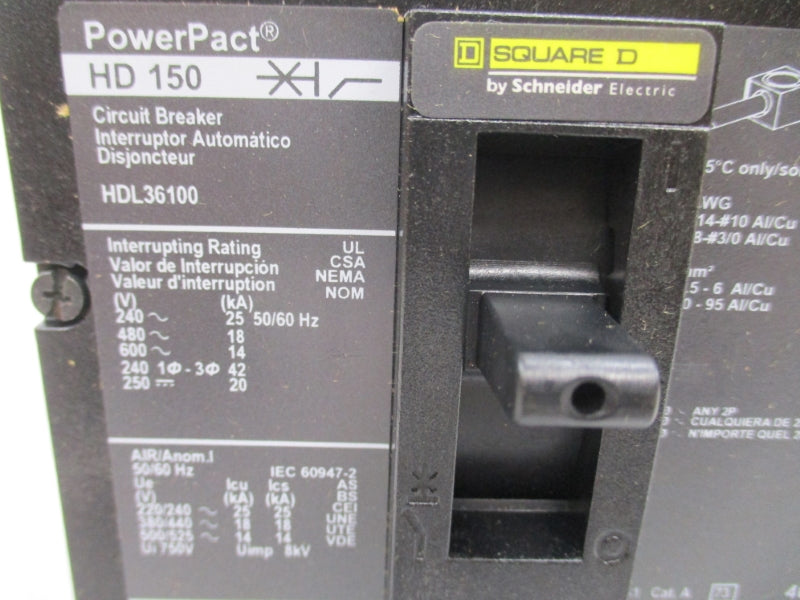 SQUARE D HDL36100 600V 100A NSMP