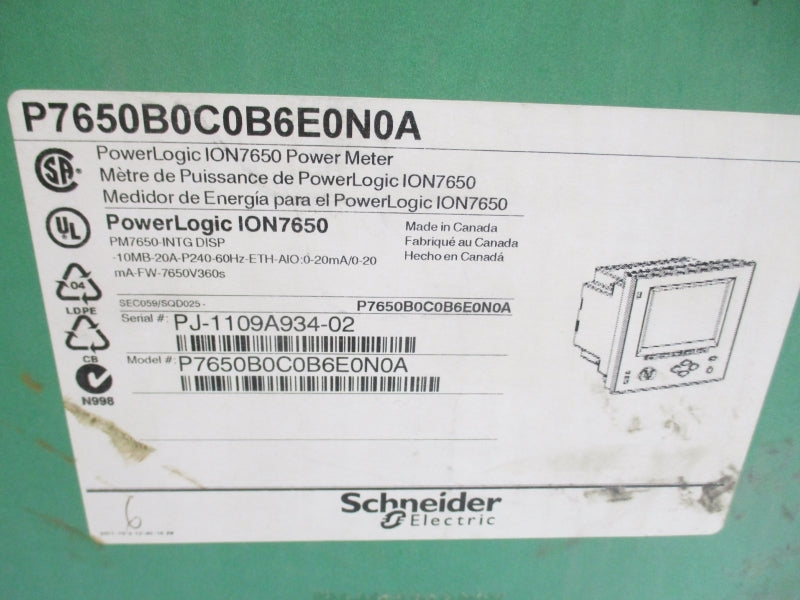 SCHNEIDER ELECTRIC P7650BC0B6E0N0A ION7650 85-240VAC .05-20A NSMP