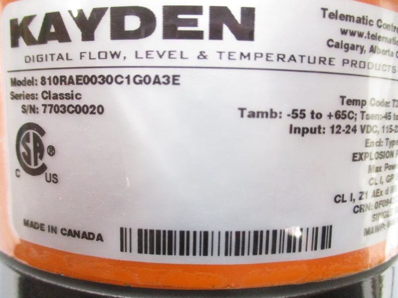 KAYDEN 810RAE0030C1G0A3E 12-24VDC -55-65'C NSNP