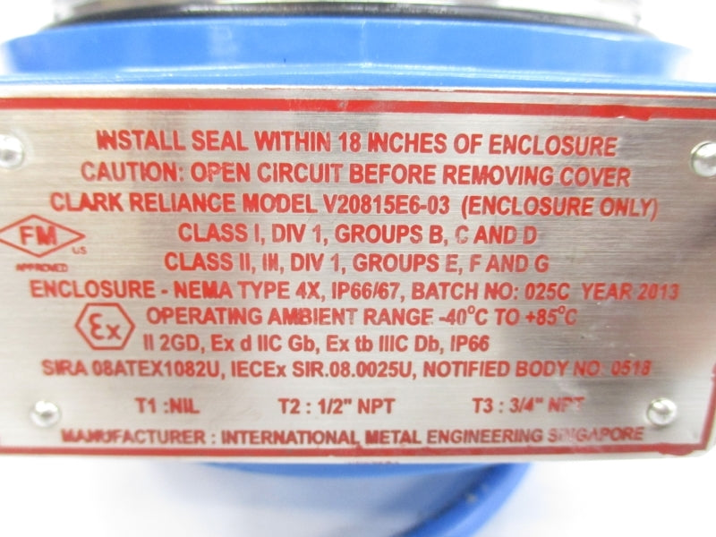 CLARK RELIANCE V20815E6-03 LP1025-12 100-277VAC 0.32A NSNP