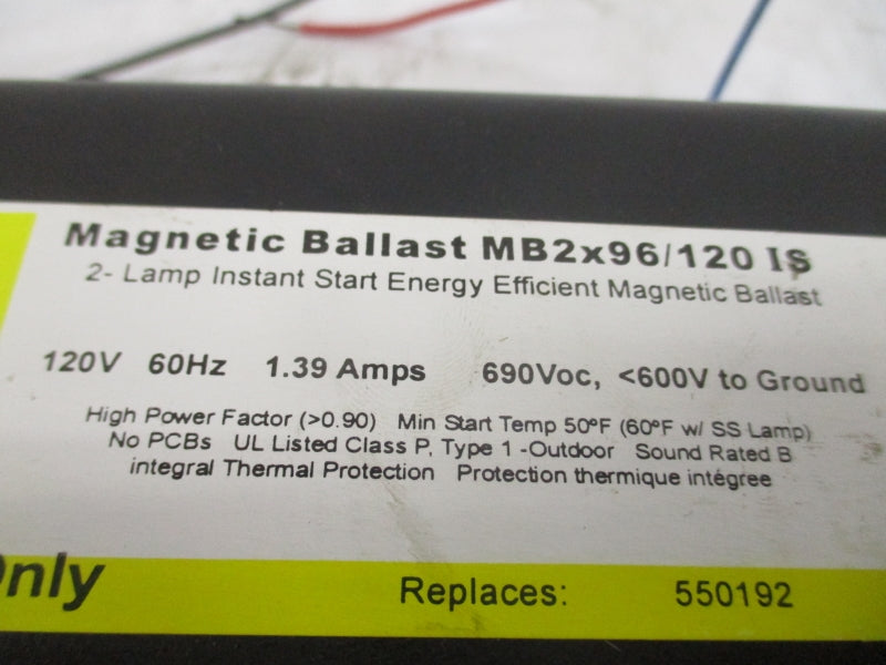 SYLVANIA MB2X96/120IS 120V 1.39A NSNP