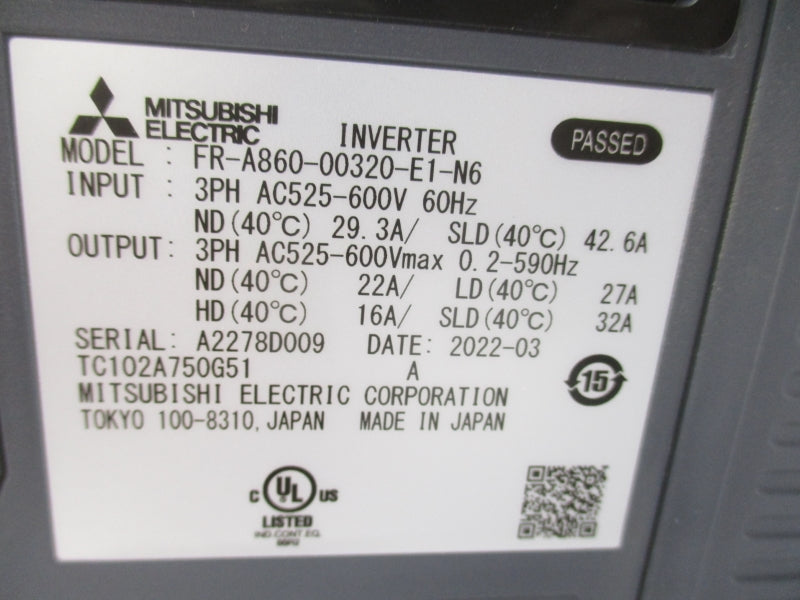 MITSUBISHI FR-A860-00320-E1-N6 525-600VAC 29.3A/42.6A NSMP