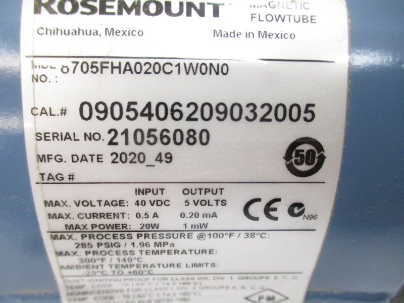 ROSEMOUNT 8705FHA020C1W0N0 40VDC 0.5A 285PSI 300'F NSMP
