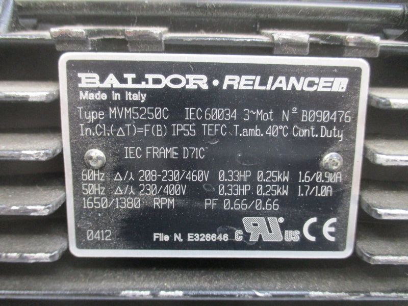 BALDOR MVM5250C 208-230/460V 1.6/0.90A NSNP
