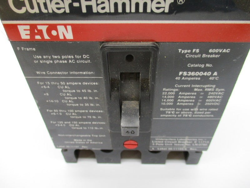 CUTLER HAMMER FS360040A 40A 600VAC NSNP