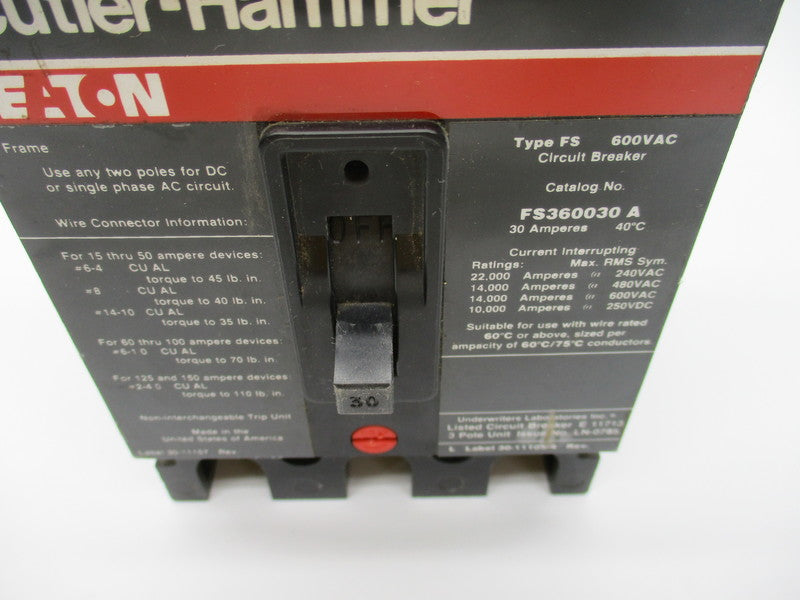 CUTLER HAMMER FS360030A 30A 600VAC UNMP